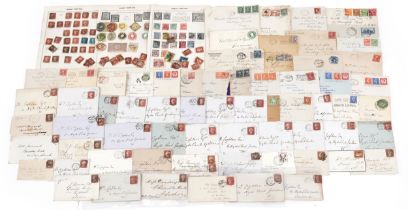 Large collection of Victorian postal history and stamps including Penny Red covers