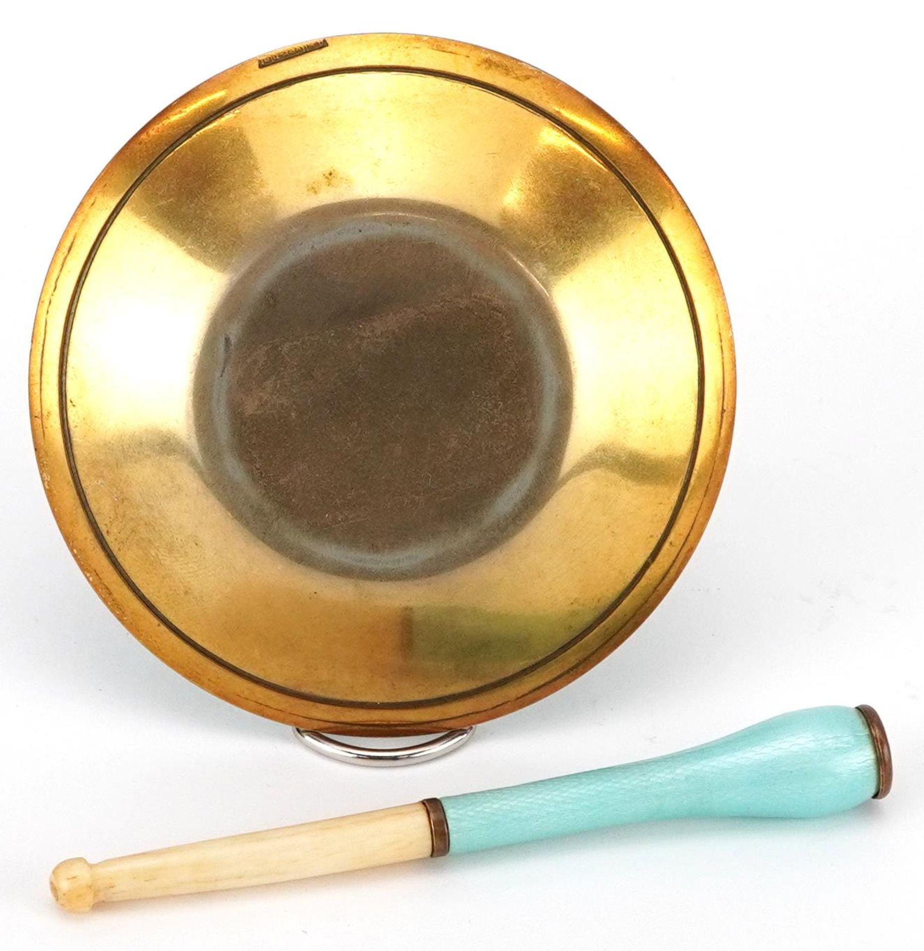 Mid century style gilt metal white and blue guilloche enamel dish and matching cheroot holder, the - Bild 2 aus 2