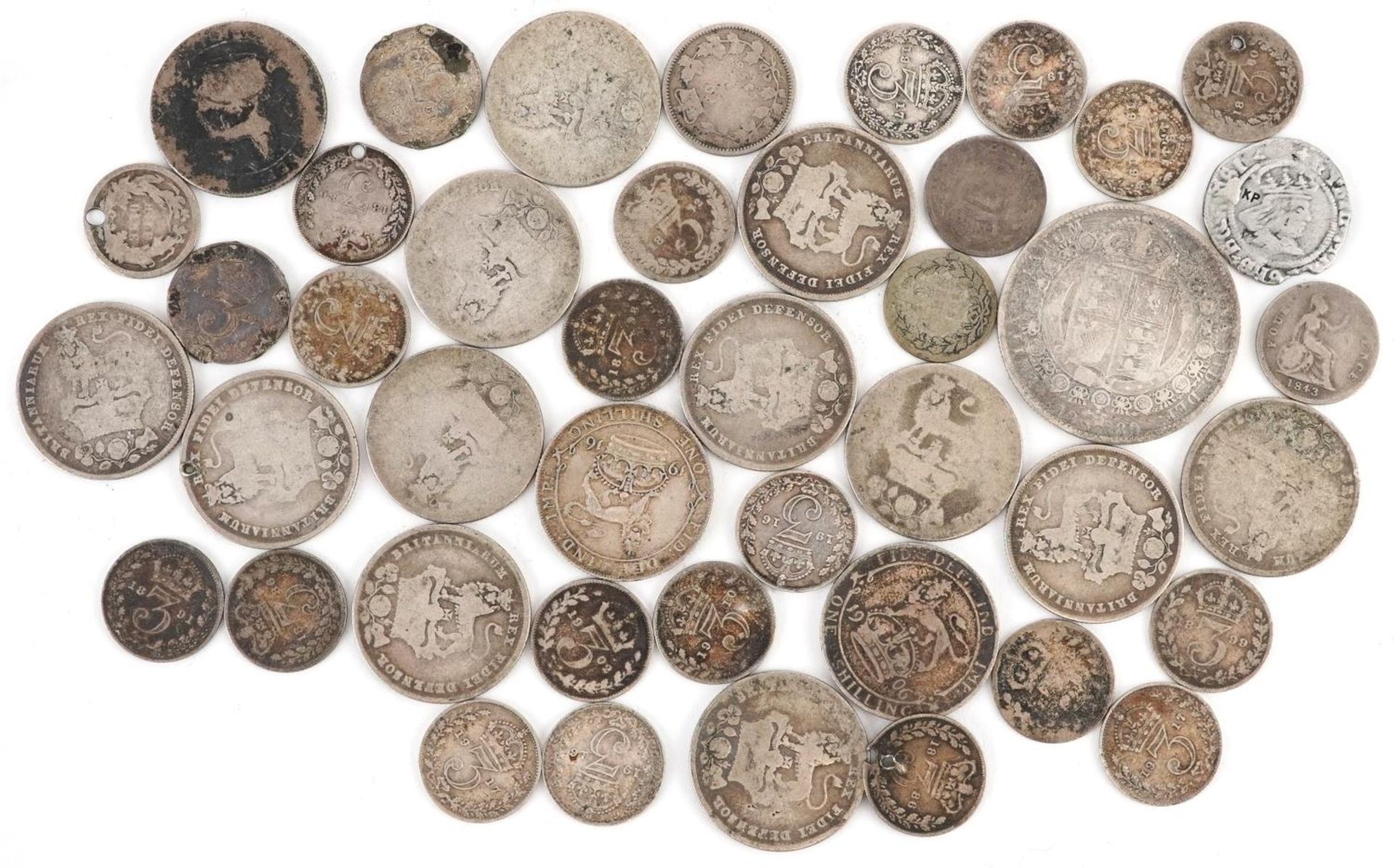 British pre decimal, pre 1947 coinage including half crown and shillings, 120g