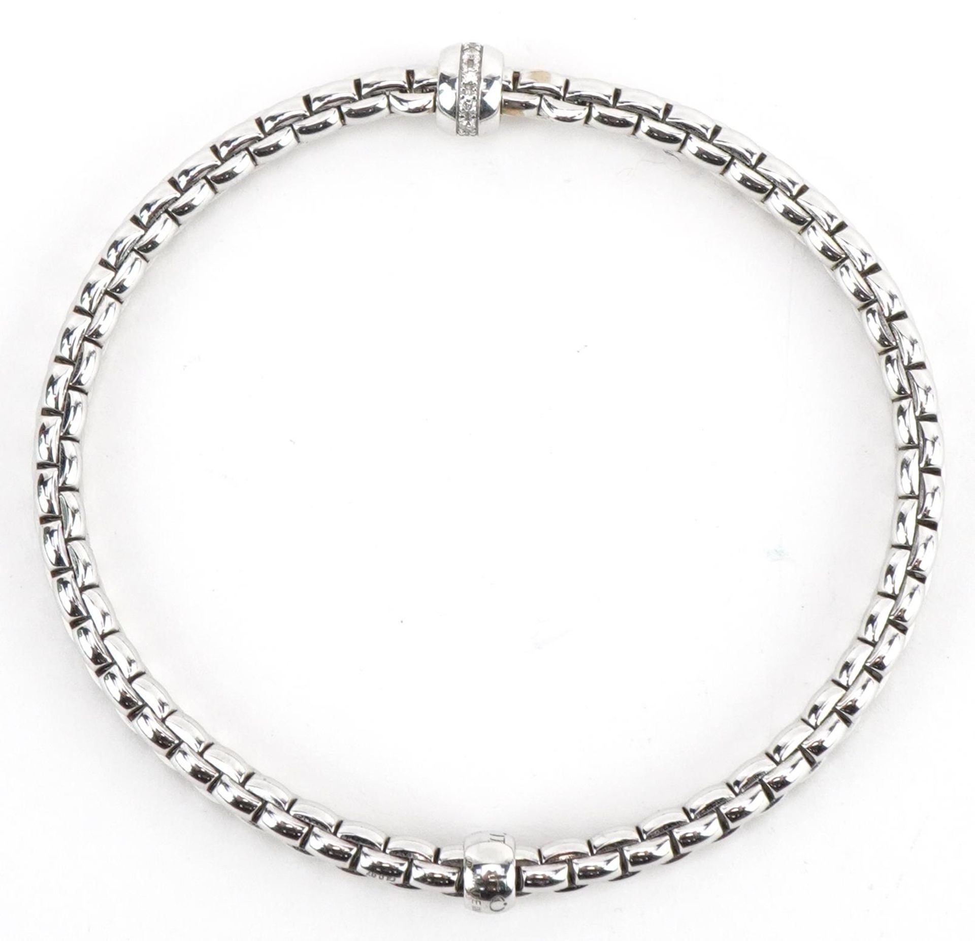 Fope, Italian 18ct white gold and diamond Flex'It bracelet with box, 16cm in length, 9.6g - Image 3 of 5
