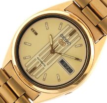 Seiko, gentlemen's Seiko 57009-3041 automatic wristwatch having a yellow dial with day/date