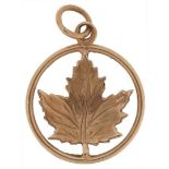 9ct gold pendant in the form of a maple leaf, 2.1cm high, 1.9g