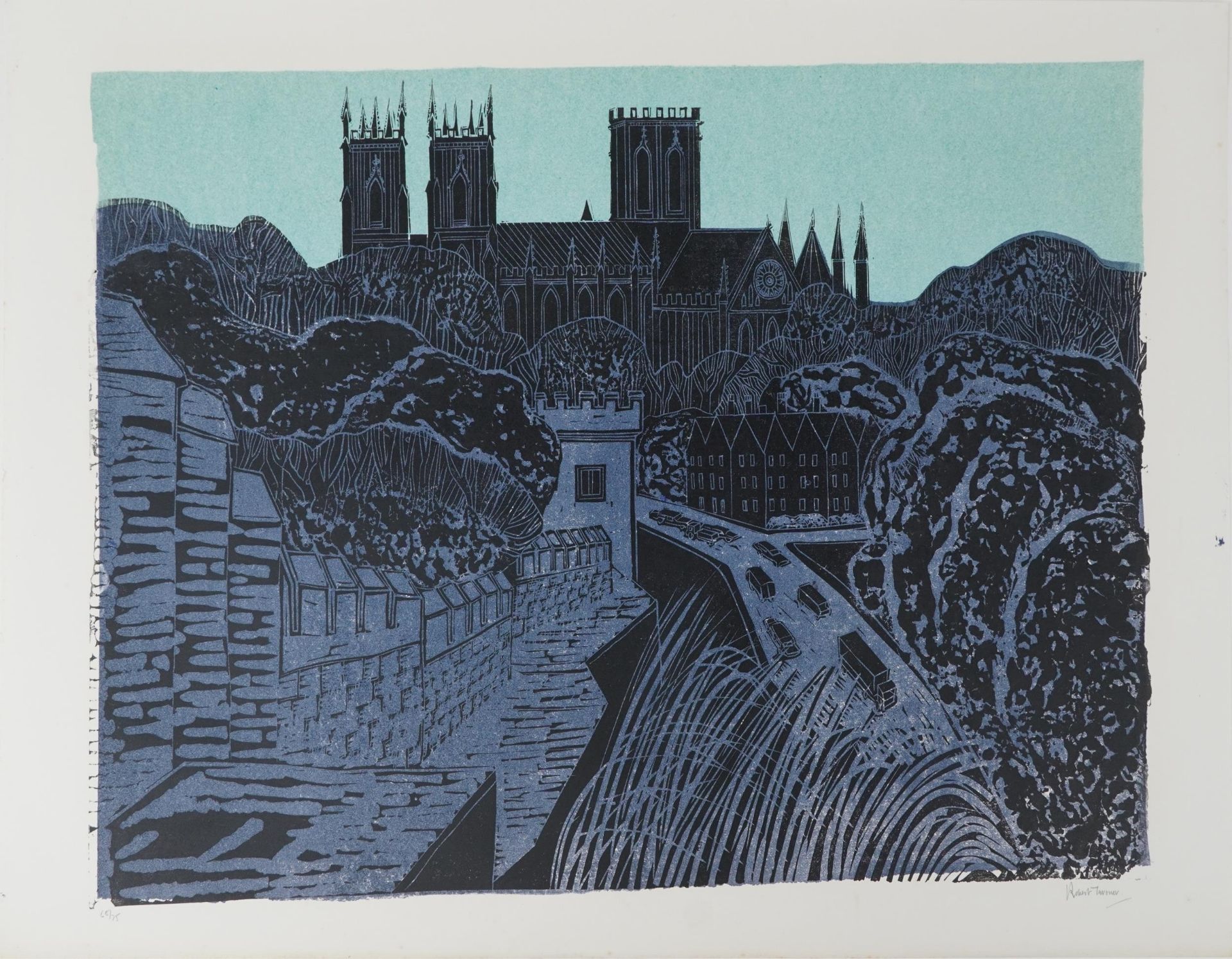 Robert Tavener - York Cathedral, pencil signed screen print, limited edition 68/75, unframed, 77cm x - Bild 2 aus 4