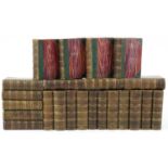 Waverley Novels, twenty one early 19th century leather bound hardback books, various volumes, volume