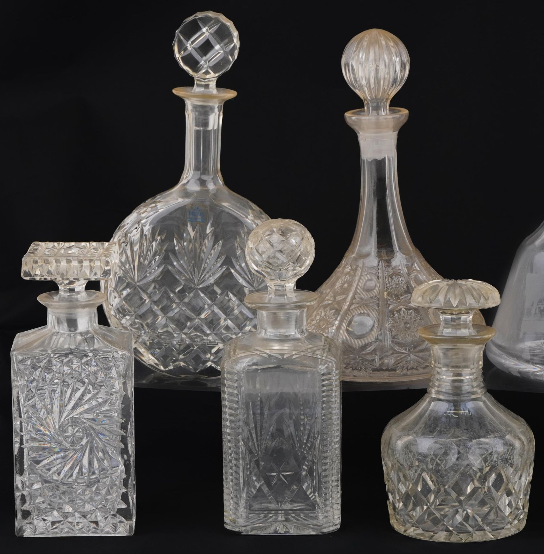 Nine glass decanters including a ship and Bohemian examples, the largest 30cm high - Bild 2 aus 5