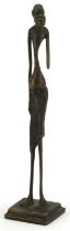 African patinated bronze figure of a tribesman, 30cm high