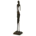 African patinated bronze figure of a tribesman, 30cm high
