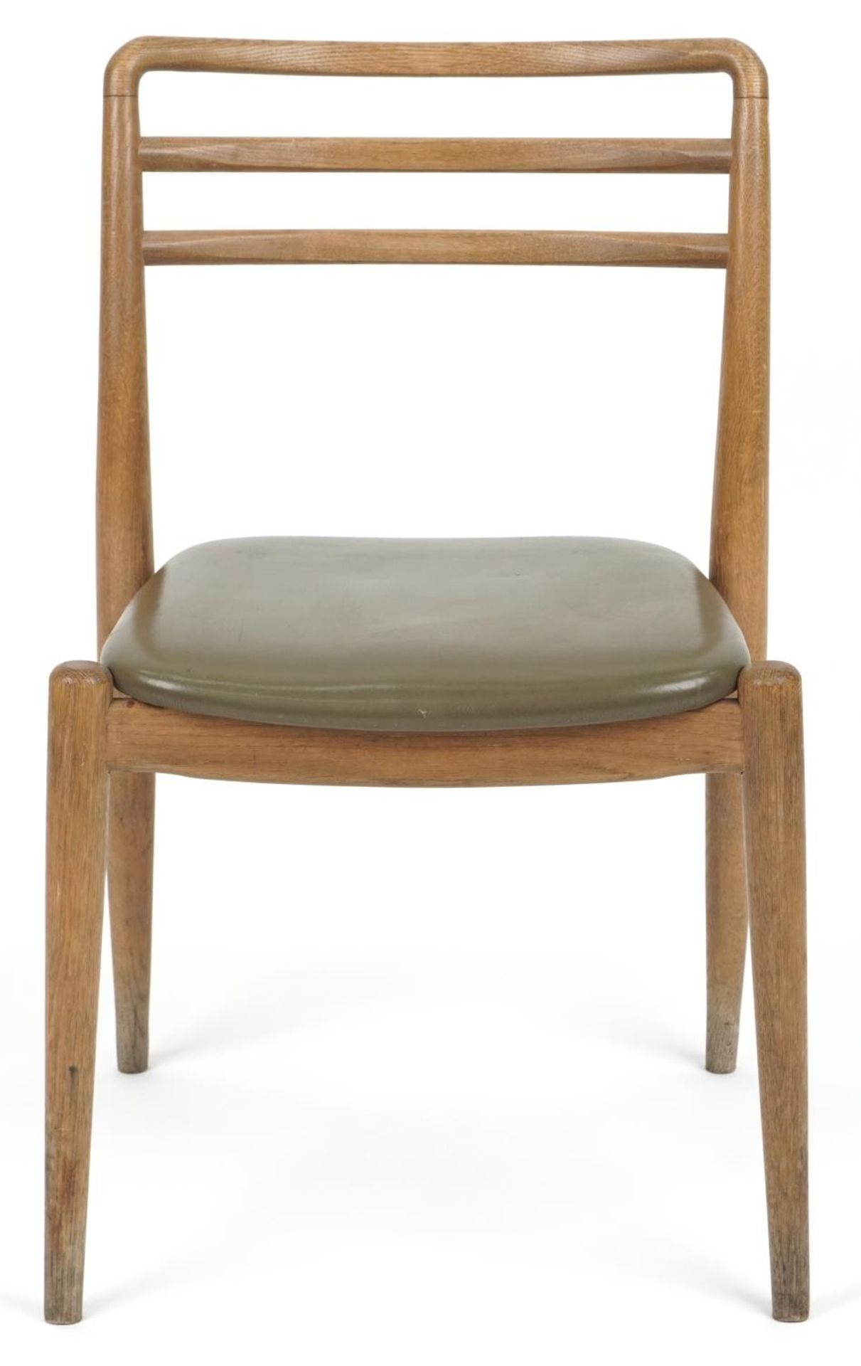 Scandinavian design teak chair with leather upholstered seat, 75cm high - Image 2 of 4
