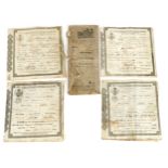 Victorian naval ephemera comprising Indenture of Apprenticeship Mariner and four Certificates of