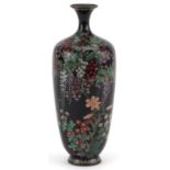 Japanese cloisonne vase finely enamelled with flowers, 19cm high