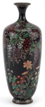 Japanese cloisonne vase finely enamelled with flowers, 19cm high