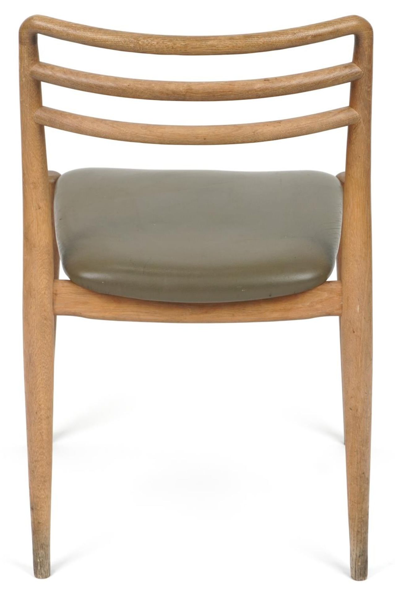 Scandinavian design teak chair with leather upholstered seat, 75cm high - Image 4 of 4