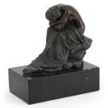 Miguel Fernando Lopez (Milo), patinated bronze statuette of a semi nude female sleeping raised on