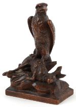 German Black Forest carving of an eagle with it's catch, 22.5cm high