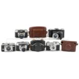Vintage cameras including Zeiss Ikon, Halina and Ilford
