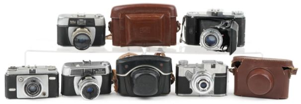 Vintage cameras including Zeiss Ikon, Halina and Ilford