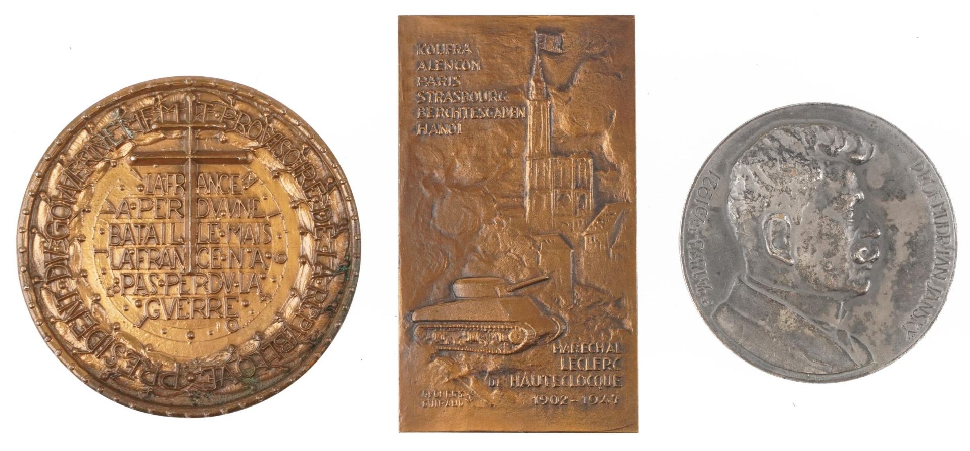 Three commemorative cast metal medallions including examples of busts of Professor MUDr. Jan - Image 2 of 2