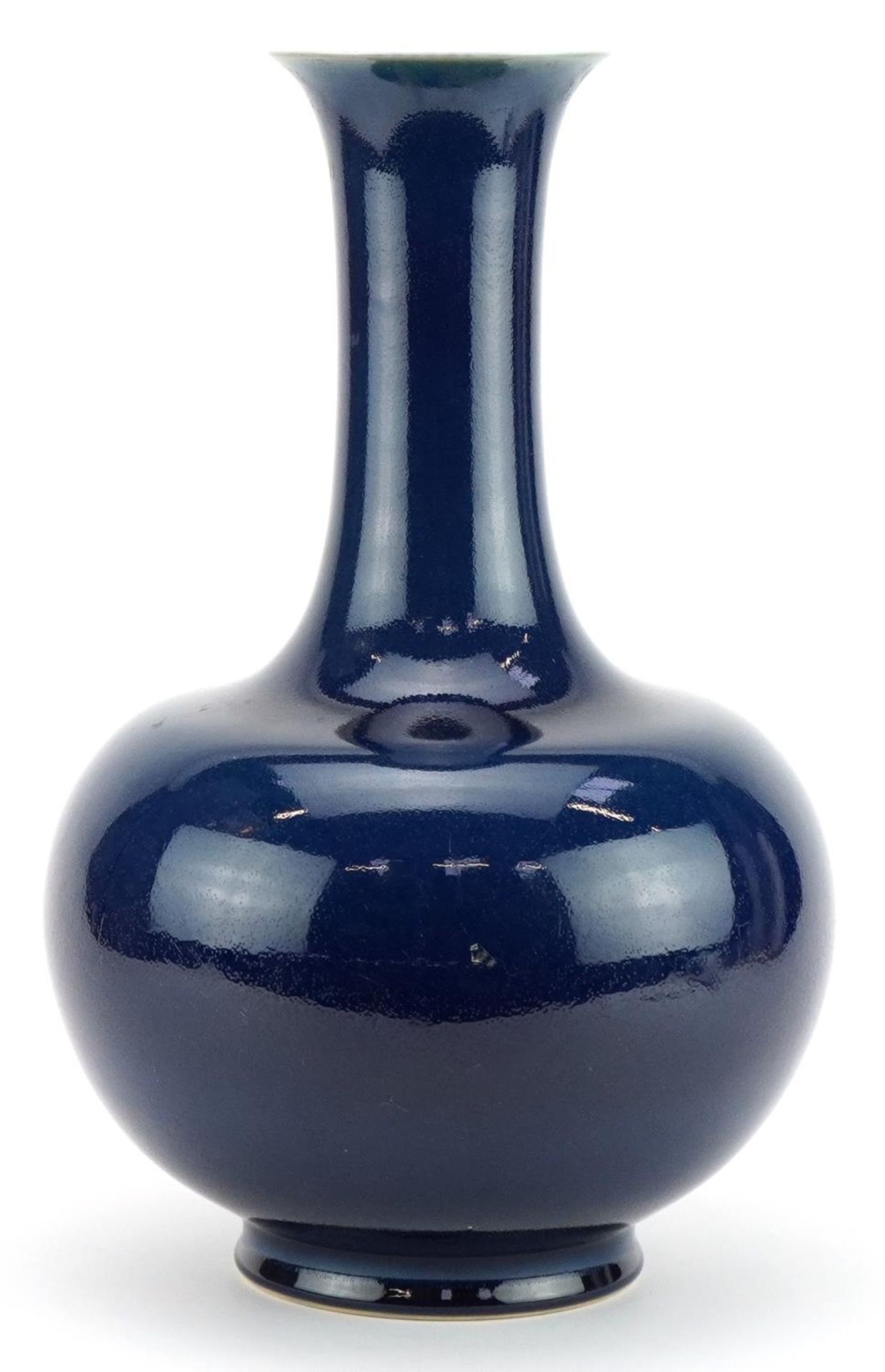 Large Chinese porcelain vase having a blue glaze, six figure character marks to the base, 36.5cm - Image 2 of 7