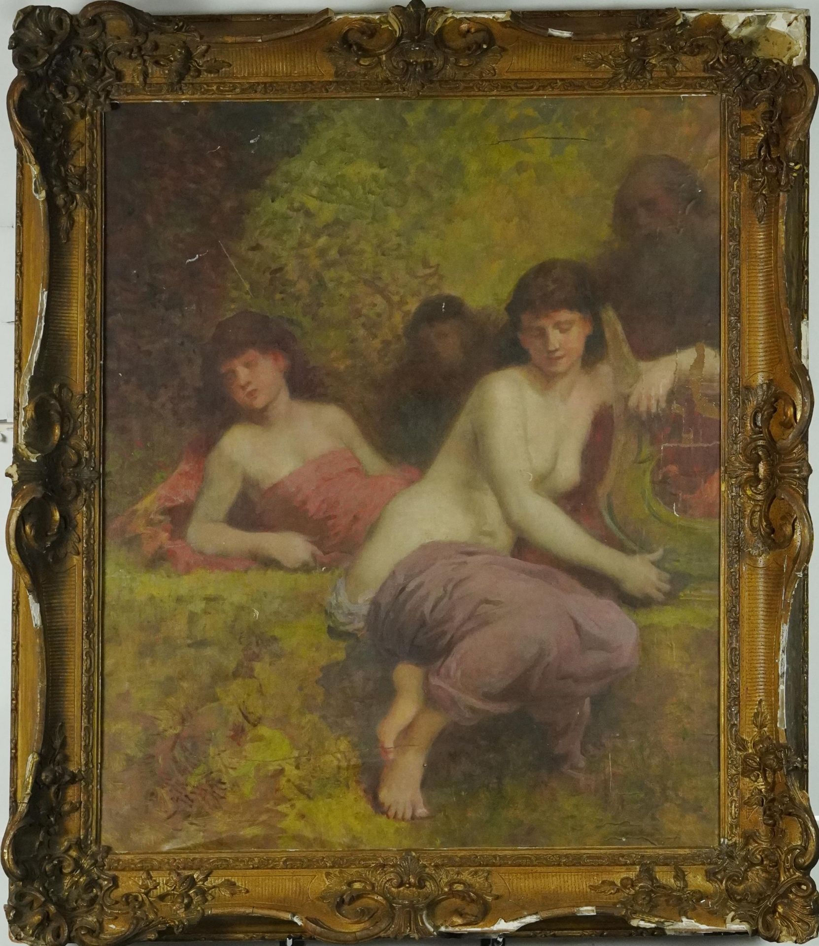 After Simeon Solomon - Scantily dressed females, Pre-Raphaelite school oil, 75cm x 61.5cm - Bild 2 aus 3