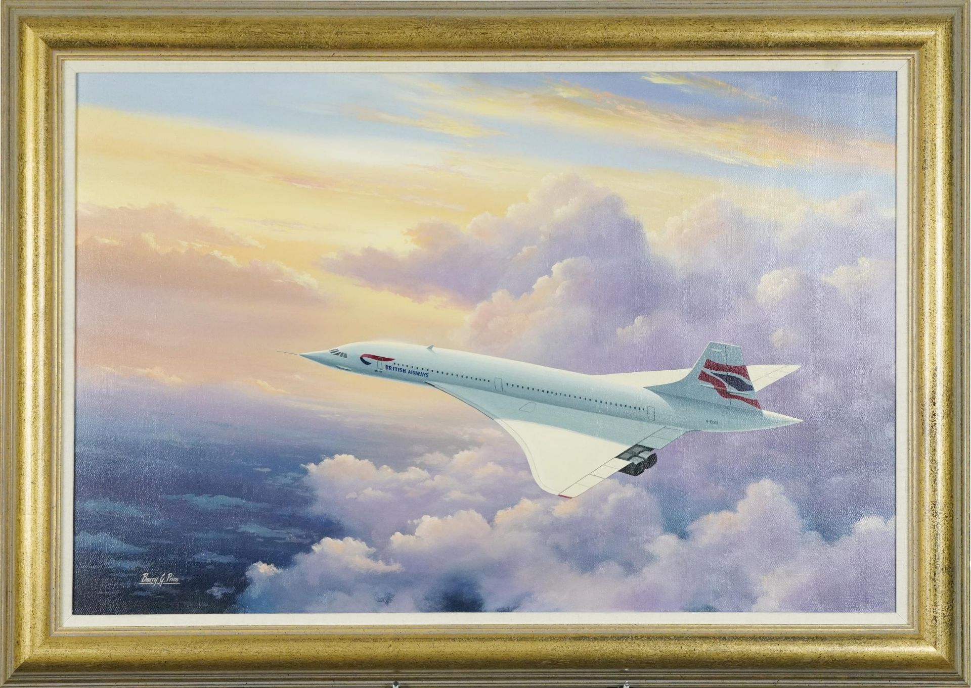 Barry G Price - British Airways Concorde, aviation interest oil on canvas, mounted and framed, - Image 2 of 4