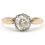 18ct gold and platinum diamond solitaire ring, the diamond approximately 1.20 carat, size M, 3.0g