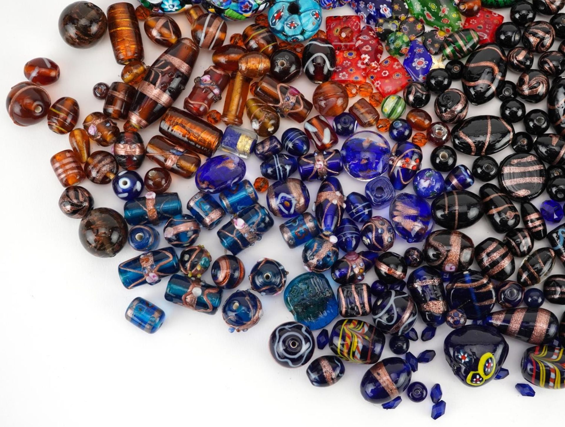 Large collection of Venetian millefiori and hand painted glass bead necklaces and beads, the largest - Image 4 of 5