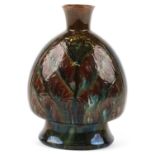 Christopher Dresser for Linthorpe, Arts and crafts vase having a brown and green mottled glaze