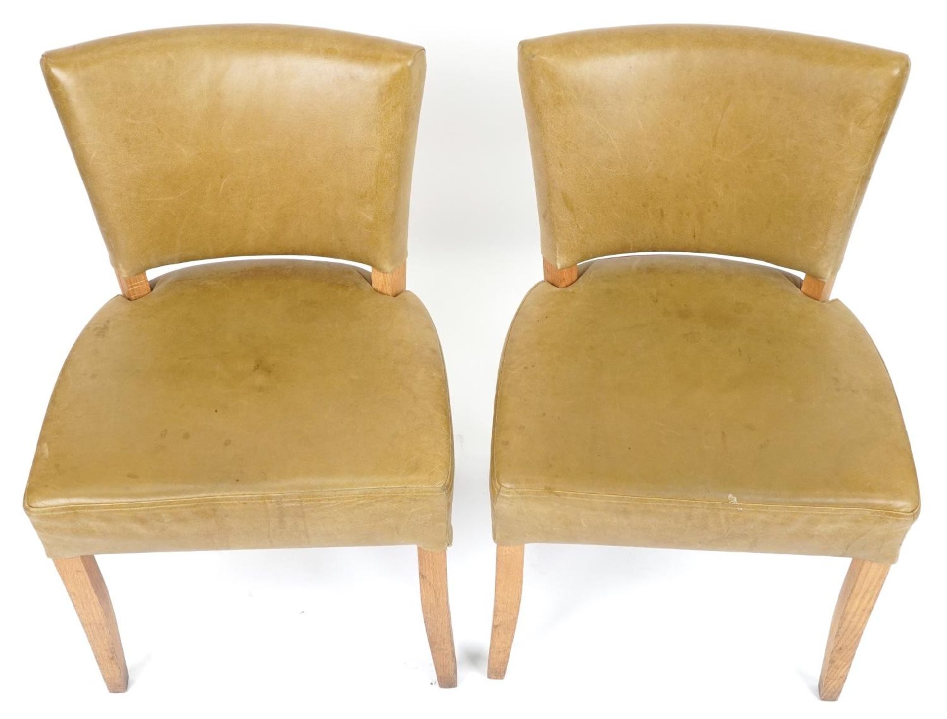 Wych Wood Design, pair of contemporary light oak chairs with green leather upholstery, 87cm high - Bild 3 aus 4