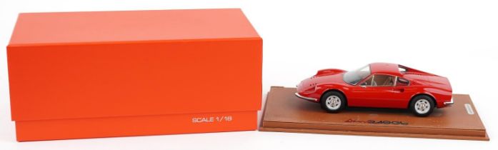 BBR Models 1:18 scale diecast model Ferrari Dino 246 GT Rosso Corsa with box and display stand,