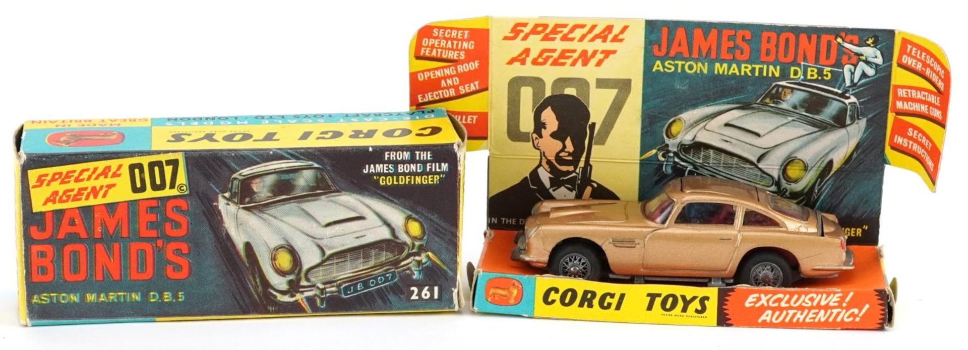 Vintage Corgi Toys diecast Special Agent James Bond's Aston Martin DB5 with box numbered 261