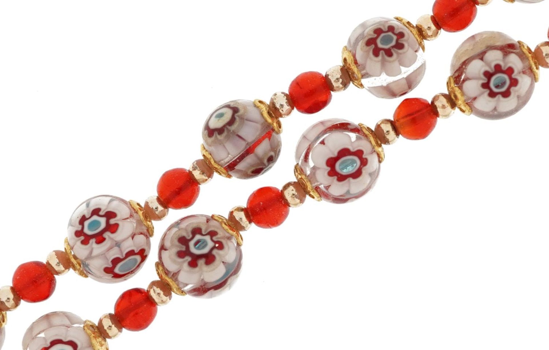 Italian millefiori glass bead necklace with barrel clasp, 48cm in length, 24.5g - Bild 2 aus 2