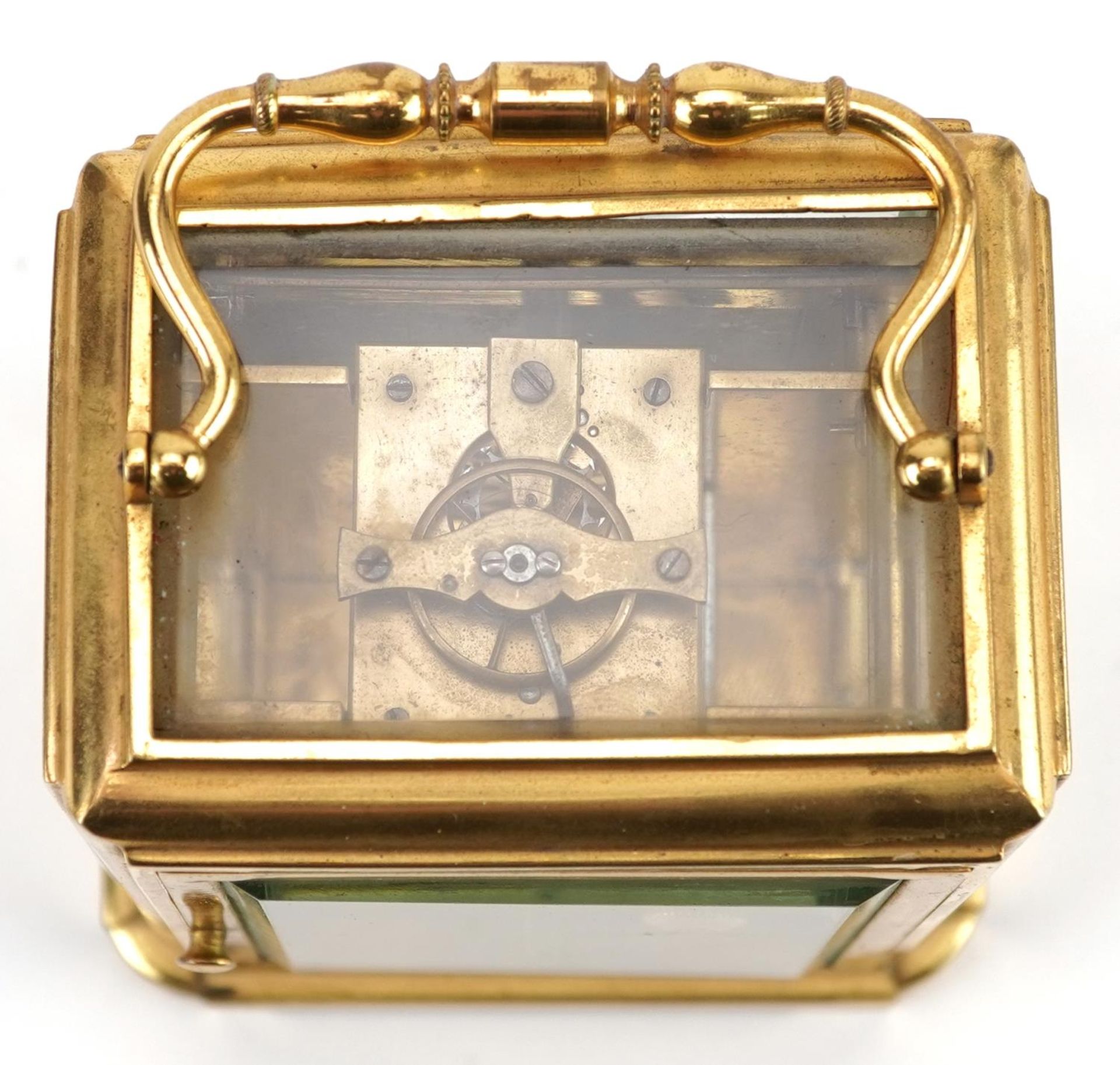Henri Marc of Paris, 19th century French gilt brass carriage clock having enamelled dial with - Image 4 of 5