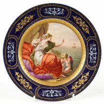 Royal Vienna, 19th century Austrian porcelain cabinet plate hand painted with Ariadne and Putti