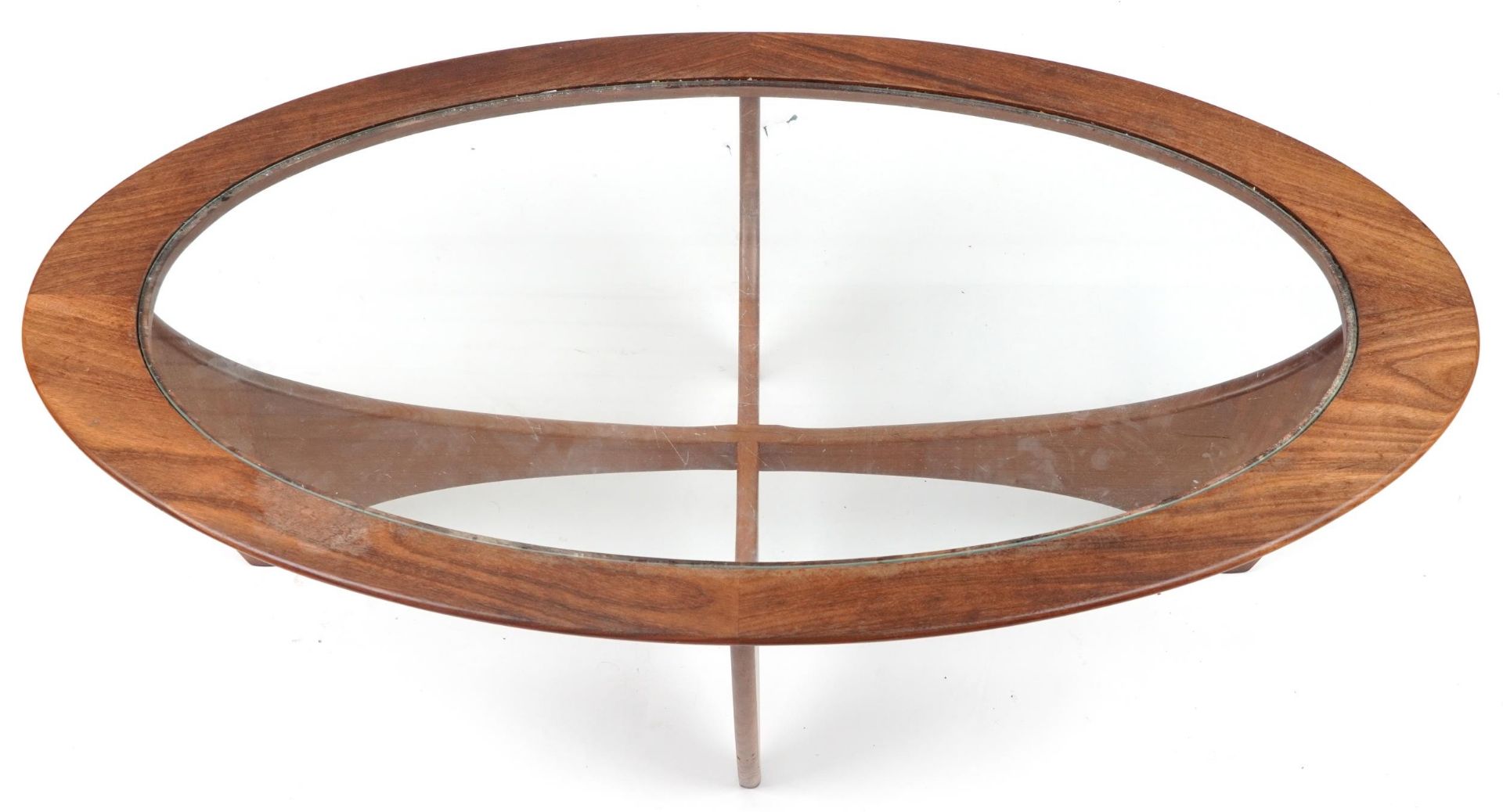 Victor Bramwell Wilkins for G Plan, mid century astro rocket coffee table with inset glass top, 42cm - Image 2 of 4