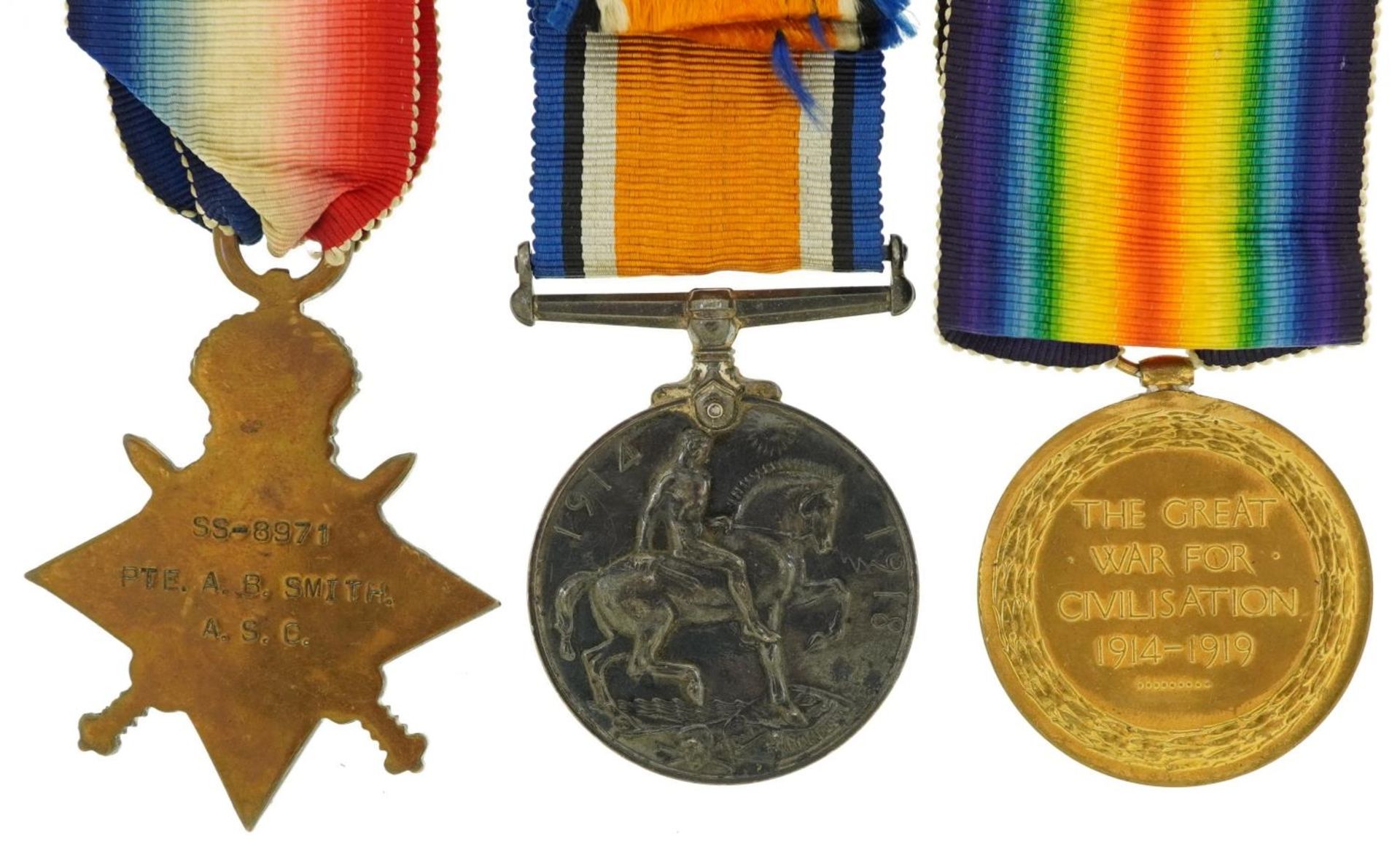 British military World War I trio awarded to 8971PTE.A.B.SMITH.A.S.C. - Image 3 of 5