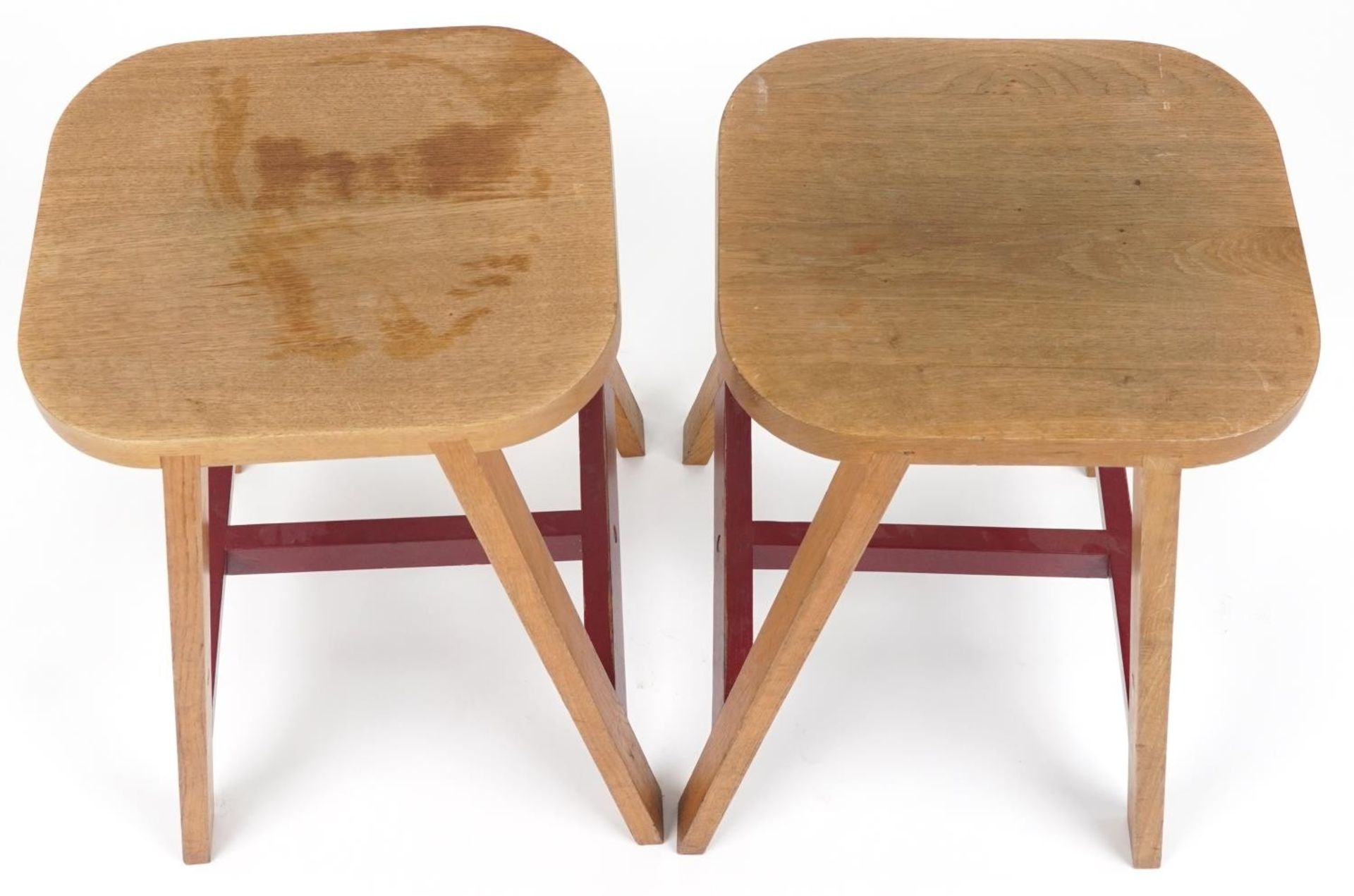 Pair of contemporary half painted light oak breakfast stools, AC stamp to the undersides, 65cm high - Bild 3 aus 5