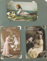 Early 20th century and later postcards arranged in an album, some real photographic, including