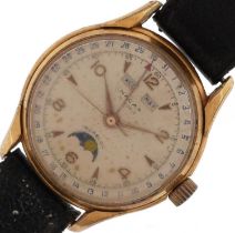 Nacar, vintage gentlemen's manual wind wristwatch having moon phase dial with Arabic numerals and