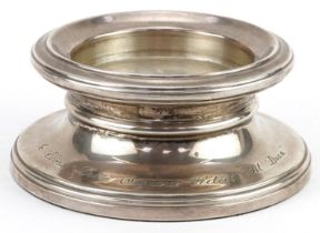 W I Broadway & Co, Elizabeth II circular silver filled wine coaster, Birmingham 2002, 13.5cm in