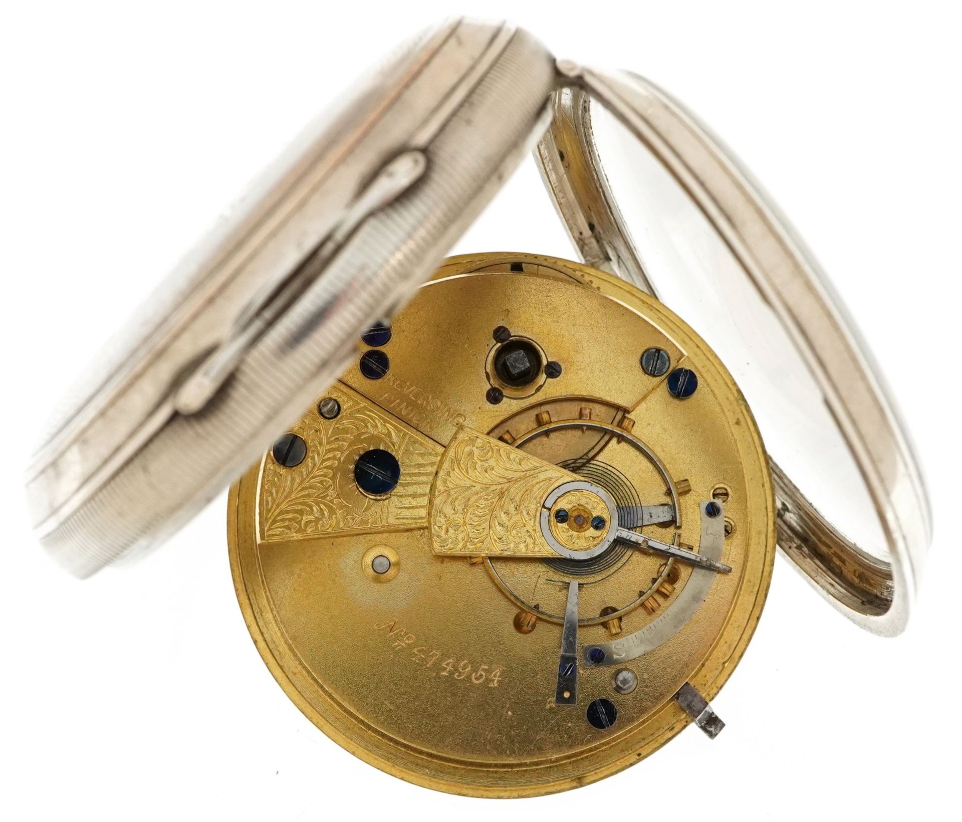 John Forest, Victorian gentlemen's silver key wind open face pocket watch having enamelled and - Bild 3 aus 4