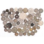Collection of American, British and world coinage including half dollars, 240g