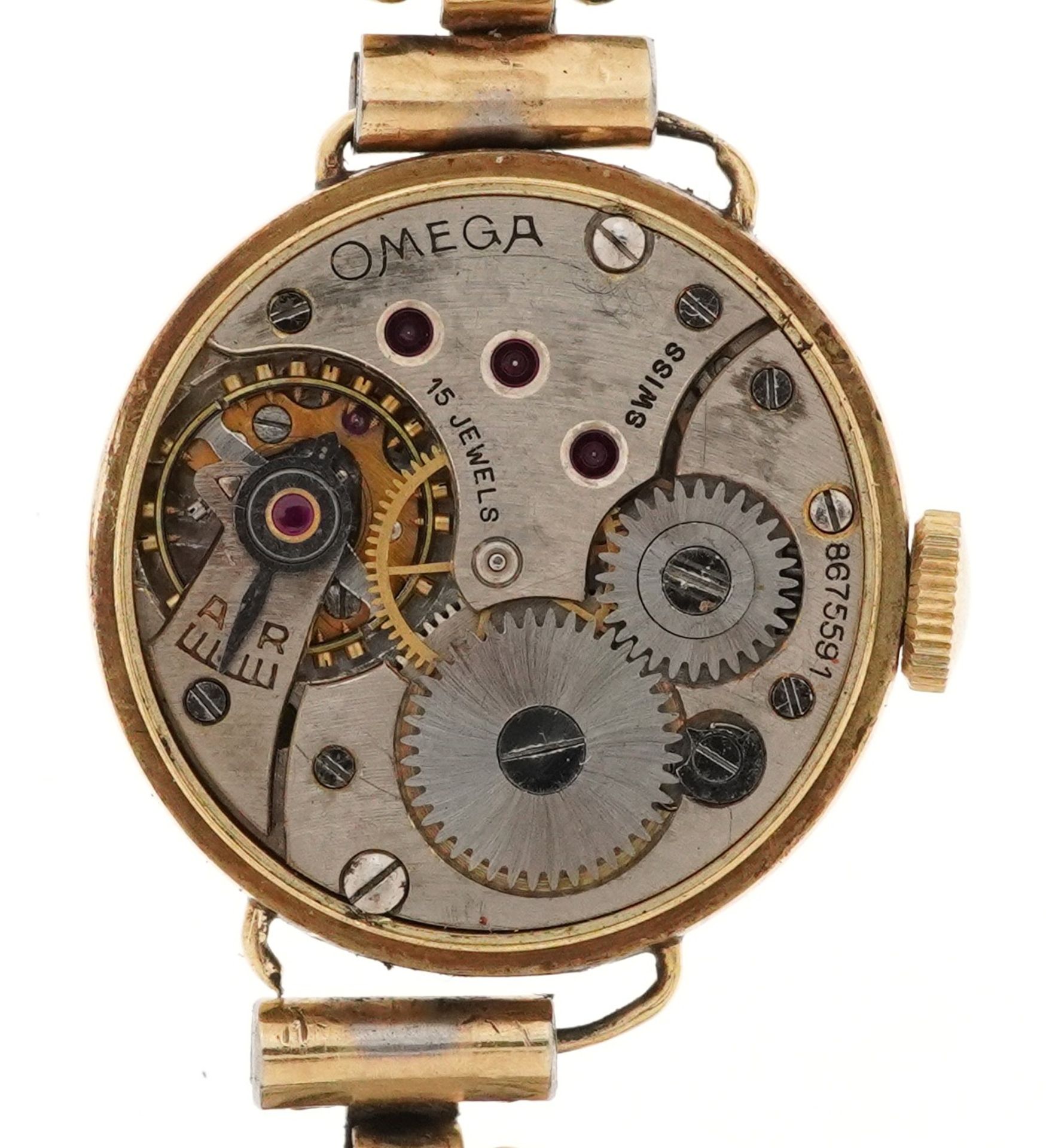 Omega, ladies 14ct gold manual wind wristwatch on a gold plated strap having silvered and subsidiary - Bild 4 aus 6
