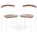Manner of Calligaris, pair of contemporary metal framed hardwood bistro chairs, 75cm high