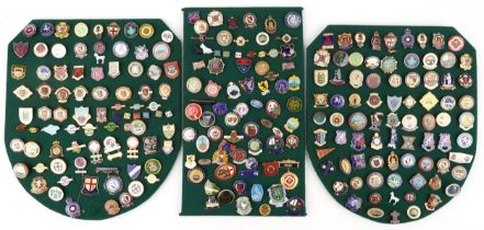 Large collection of vintage and later bowling interest and other pin badges, predominantly enamel