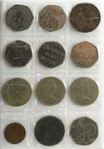 Collection of British coinage arranged in two coin stock books including two pounds, one pounds