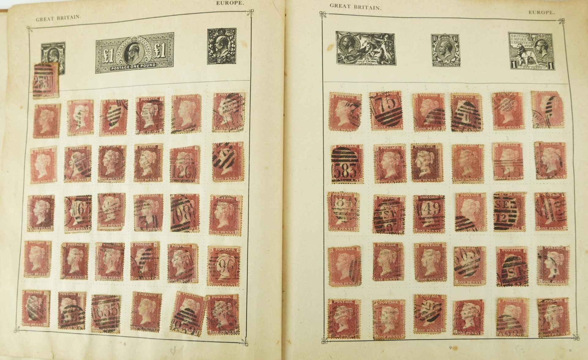 19th century and later British and world stamps arranged in an album including Penny Reds - Bild 4 aus 10