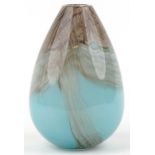 Svaja, large contemporary blue and brown art glass vase, 28cm high