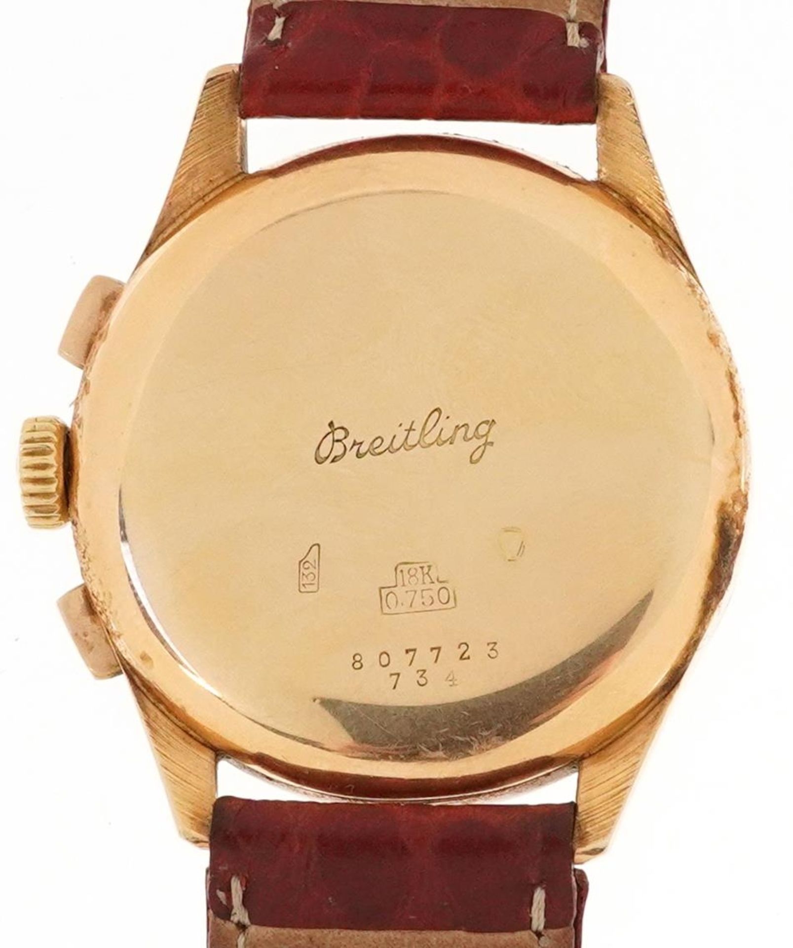 Breitling, gentlemen's 18ct gold Breitling Premier chronograph wristwatch having white dials with - Bild 3 aus 6