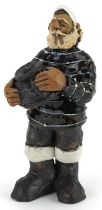 Studio pottery figure of a fisherman, 14cm