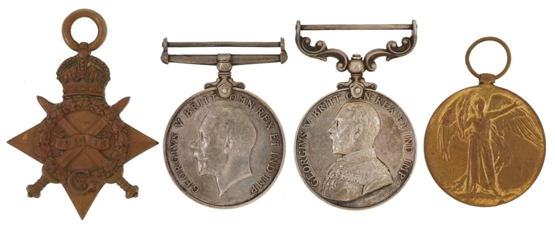 British military World War I Military medal group comprising a trio awarded to 1678PTE.F.HARVEY.A.